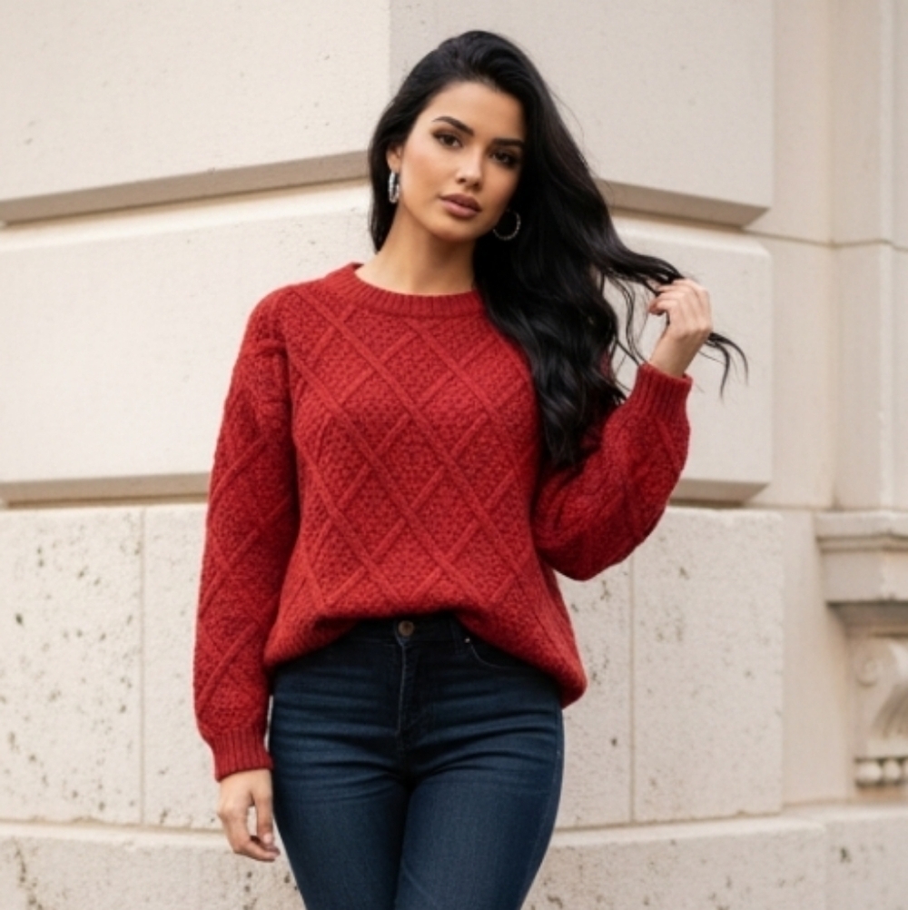 Cathy Daniel's Red Metallic Sweater Size XL
